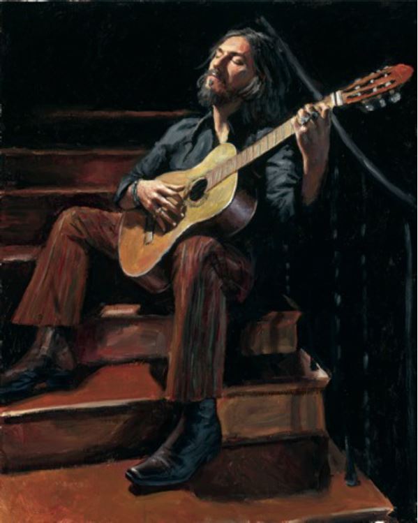 Fabian Perez Self Portrait with Guitar